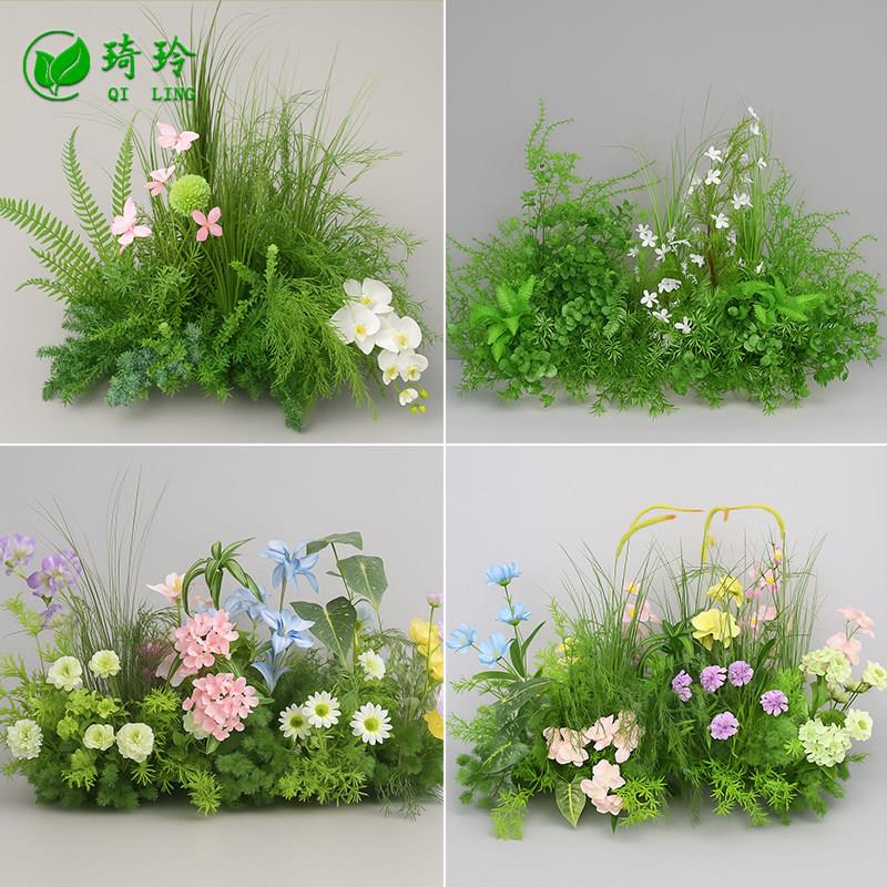 森系彷真花地排花婚礼装饰地面花瓣地毯婚庆花排拍照背景花艺道具