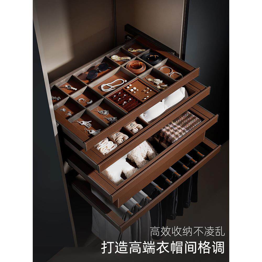 衣柜首饰盒抽屉式多功能收纳拉篮衣帽间抽拉多宝阁格子抽内衣抽