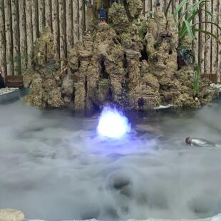 全铜五头彩灯超音波雾化头水池假山造雾器鱼缸盆景起雾灯水景家用