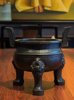 仿古青铜器铸客楚大鼎三足香炉鼎炉家居装饰品玄关柜摆件开业贺礼