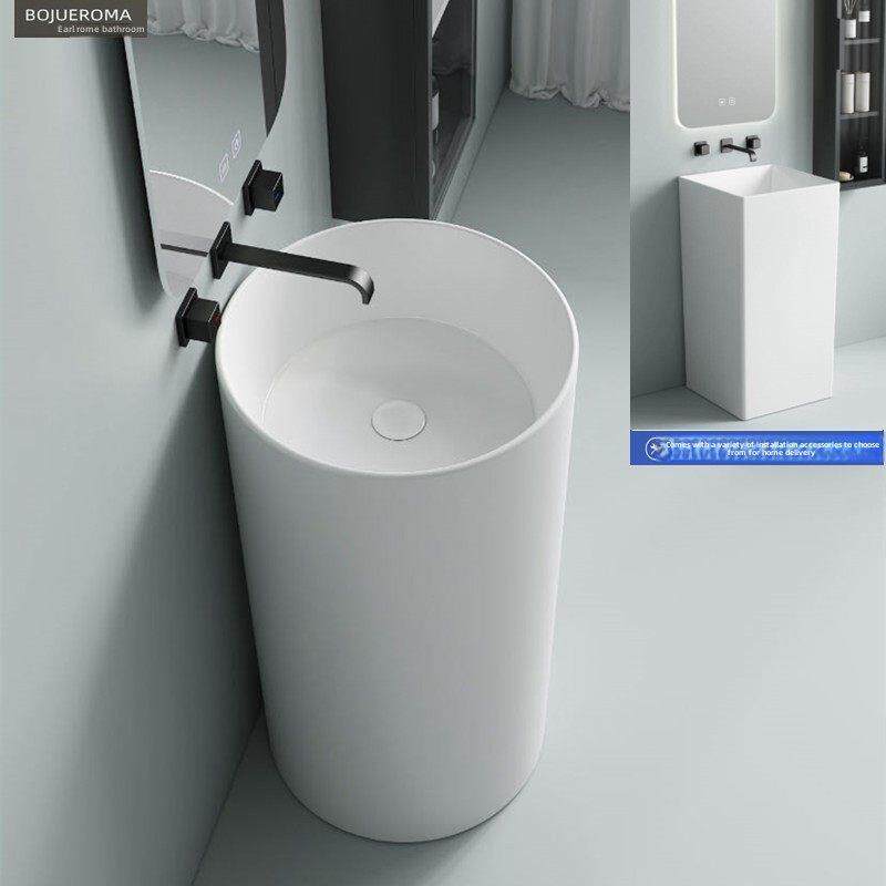 新型陶瓷座面盆浴室立式面盆阳台一体化落地小户型面盆圆形