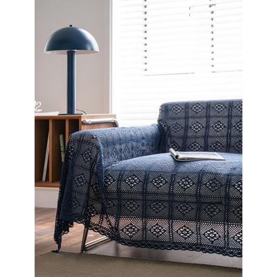 钩针覆古剪裁针织花边全覆盖单沙发毯子覆盖布简单沙发毛巾覆盖咖