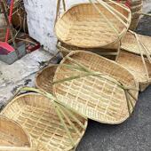 手要编织长方形竹篮竹篓蔬菜水果方筐收纳篮筐方形带手提篮子