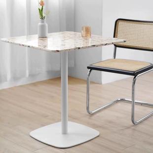 水磨石桌斯堪 纳维亚餐桌户外方桌奶茶店简单小圆桌谈判桌Wabi