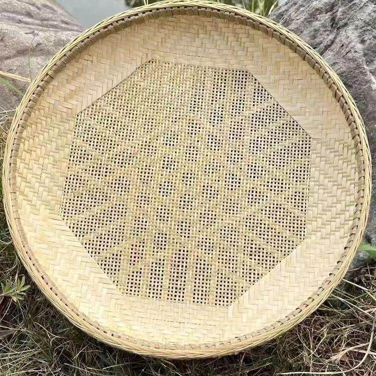 竹编工艺家用加固簸箕无孔有孔农家纯手工竹编晾晒竹制品