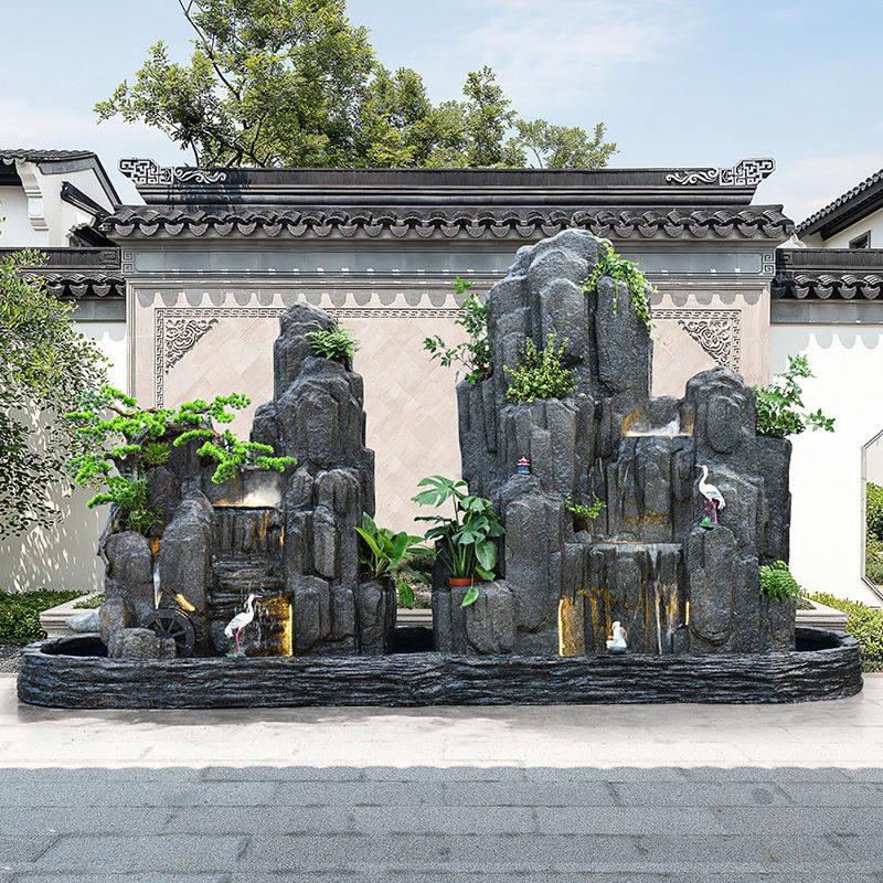 大型室外假山流水喷泉园林别墅花园庭院山水景观石头鱼池装饰摆饰