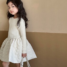 女童秋冬b连衣裙2023新款儿童针织白色裙子内搭公主大童打底毛衣