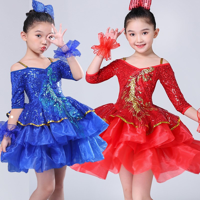 儿童演出服蓬蓬纱裙学生合唱服公主裙连衣裙幼R儿R园舞蹈表演服礼