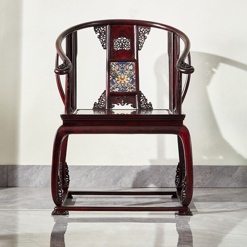 红木皇宫椅圈椅太师椅中式彷古典B全实木赞比亚血檀会客椅明清雕