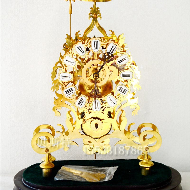 骨架钟仿古机械座钟欧式上弦座钟时尚家居P仿古董挂钟古铜钟