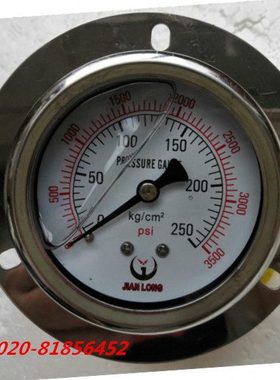 派澳 轴向耐震带前边压力表YN60ZT-250KG  3500psi  25MPa  YTN 6