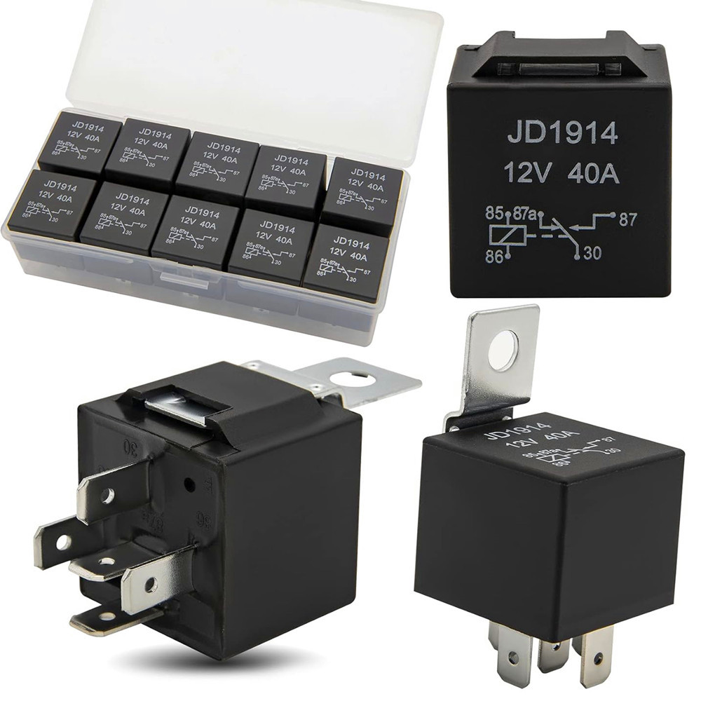 厂家货源10件装30/40AMP防水5针12V继电器开关JD1914汽车继电器