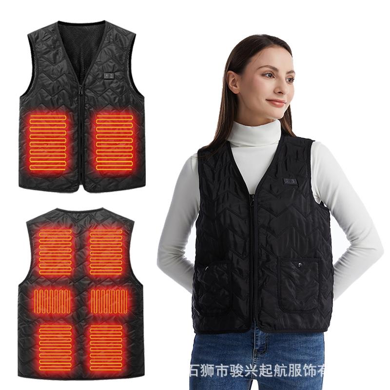 亚马逊电加热马甲发热保暖背心男女款碳纤维八区发热衣服工厂直销