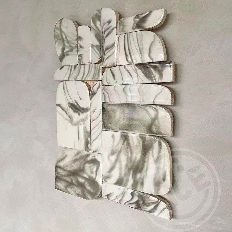 树脂木雕装置画立体简约入户玄关挂画潮流艺术客厅走廊过道创意画
