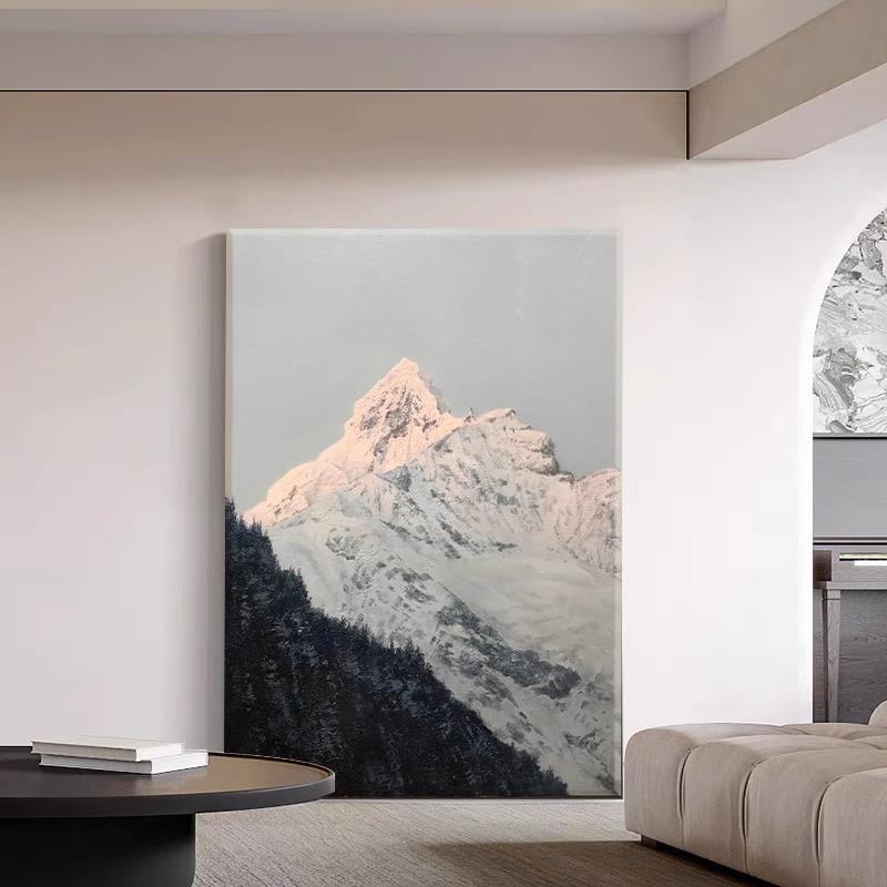无框画实木内框意式极简日照金山客厅装饰画梅里雪山风景玄关挂画