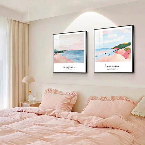 北欧风卧室装饰画ins床头挂画小清新海边风景挂画温馨房间壁画