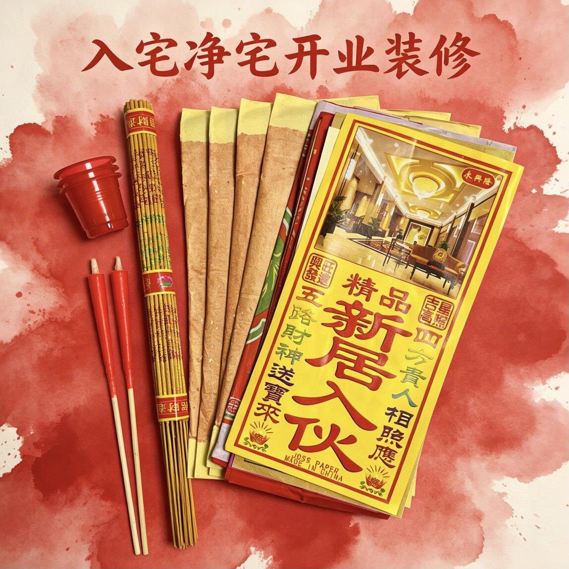 入宅乔迁新居搬家仪式净宅拜四角装修开工公司开业张搬迁用品全套