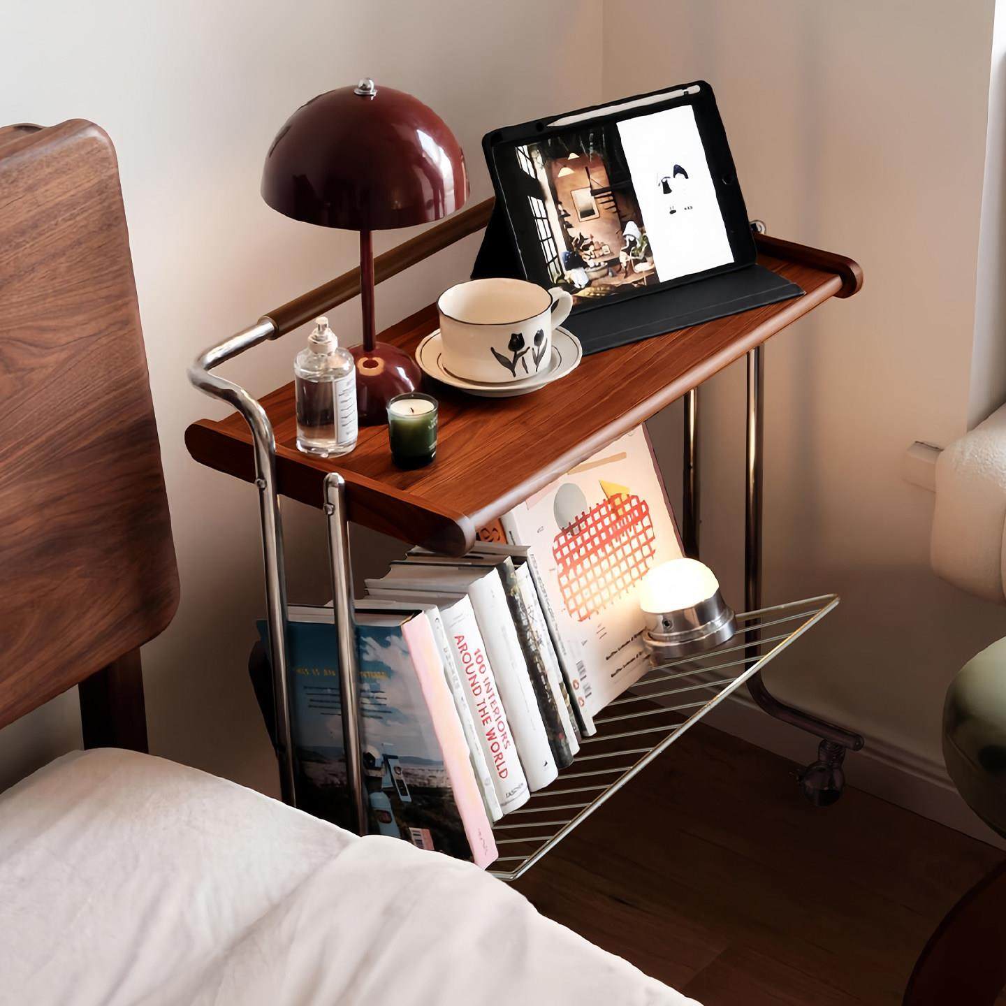 包豪斯不锈钢推车中古法式客厅移动杂志架置物床头沙发小边几柜子,住宅家具,移动边几/推车,淘宝优惠券,粉丝福利购,淘宝优惠卷