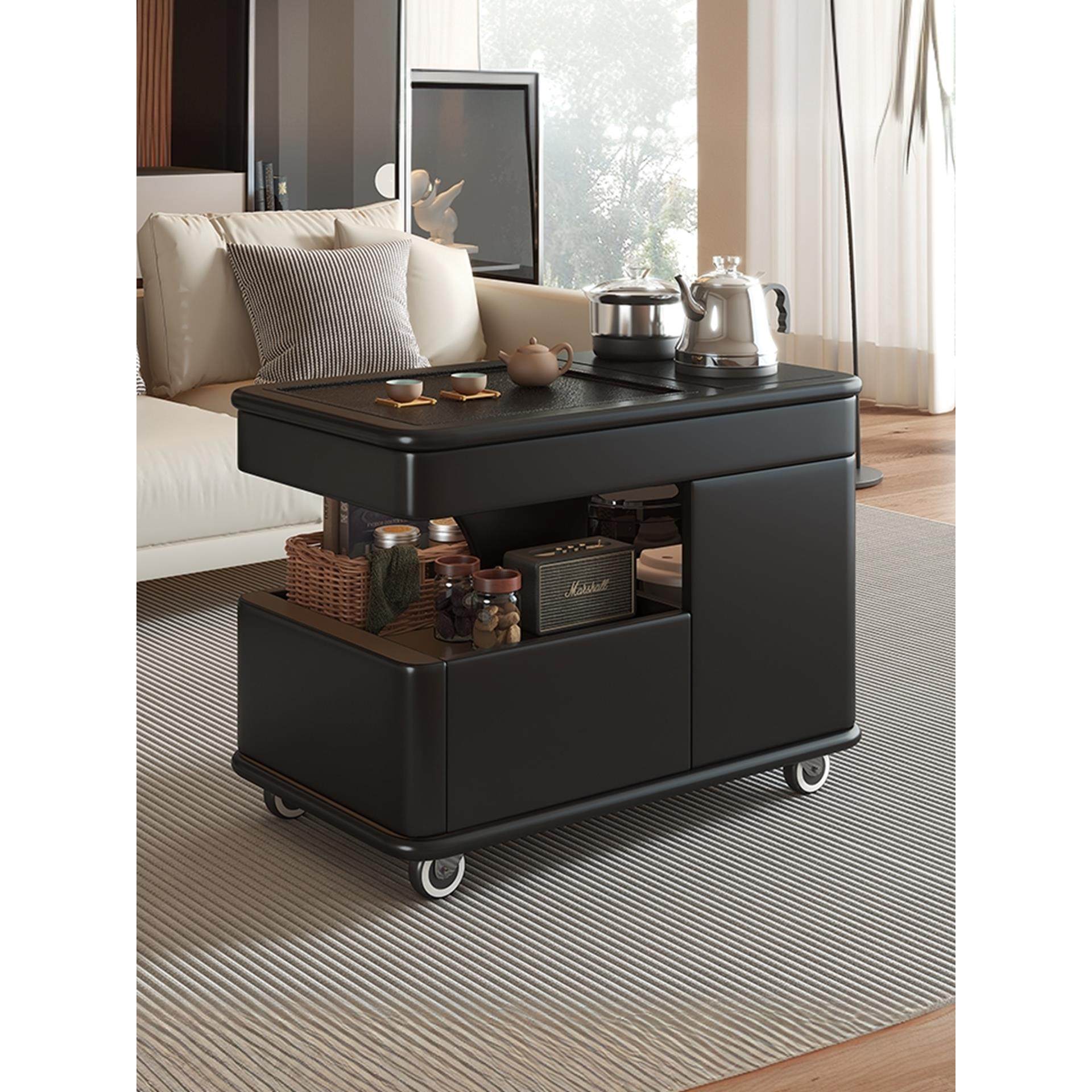 全实木茶车移动沙发侧柜客厅家庭小公寓茶几现代简单轻豪华茶几