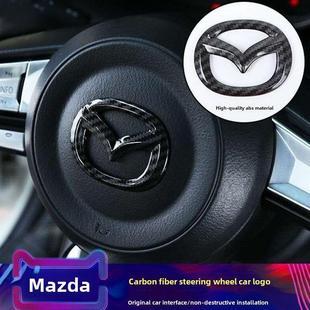 马自达昂克赛拉改装 饰盖 内饰碳纤纹方向盘标cx4cx5阿特兹车标贴装
