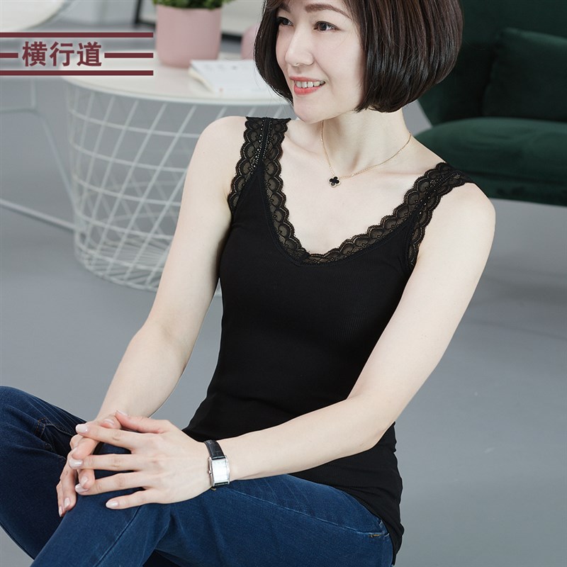 2021夏装新款吊带小背心蕾丝黑色无袖打底衫v领白色内搭上衣女装