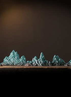 新中式陶瓷假山摆件客厅书房玄关禅意软装饰品Q微景观鱼缸造景布