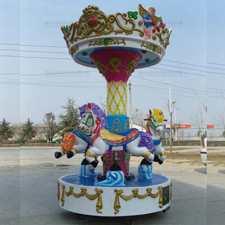 欧式豪华3座小转马小型旋转木马游乐设备电动投币三人游戏机户外