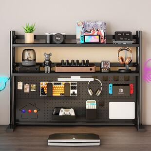 桌面洞洞板书架家用儿童学习桌省空间收纳宿舍办公室电脑桌置物架