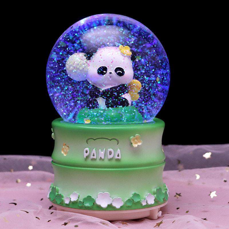 可爱熊猫福宝水晶球音乐盒旋转发光夜灯摆件送男女生儿童生日礼物,家居饰品,音乐盒,淘宝优惠券,粉丝福利购,淘宝优惠卷
