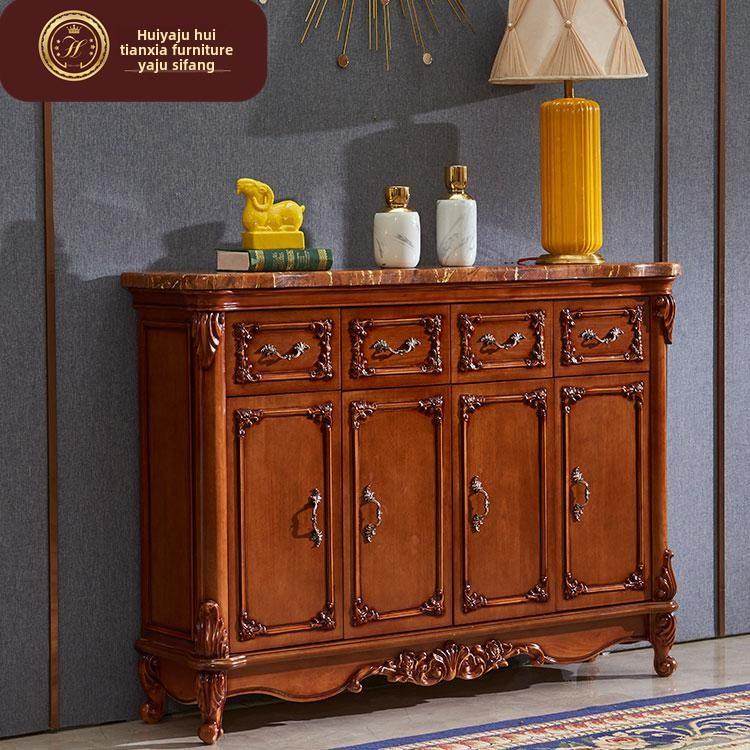 欧式鞋柜实木大理石面门厅储物收纳柜两门对开门三四门玄关隔断柜