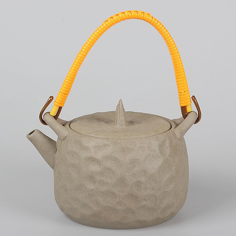 中式粗陶壶藤编提梁小茶壶可明火家用电陶炉煮茶壶喝茶一人煮茶器