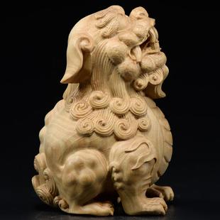 小叶黄杨木雕狻猊摆件实木头雕刻手把件红木家居客厅创意工艺礼品