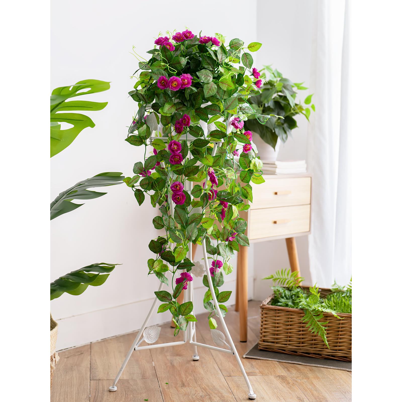 假花彷真花摆设吊兰玫瑰盆栽绿植塑料藤条装饰花藤室内垂吊植物