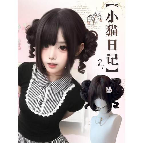 假发女Lolita双马尾抓夹龙须丸子少萝甜妹波波头日常jk萝莉全头套