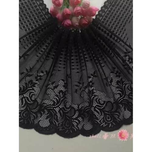 裙子短边面料2米长价格黑色加宽弹性蕾丝下摆裙子面料DIY手工制作
