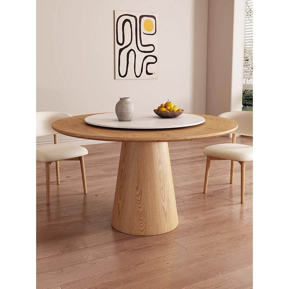 中古风实木桌面餐桌椅组合2025年新款小户型饭桌圆形带转盘餐桌,住宅家具,岩板餐桌,淘宝优惠券,粉丝福利购,淘宝优惠卷