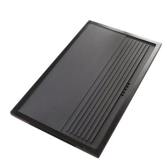乌金石茶盘定制整板火烧石材雕刻嵌入家用茶桌漏水面板盖茶台直排