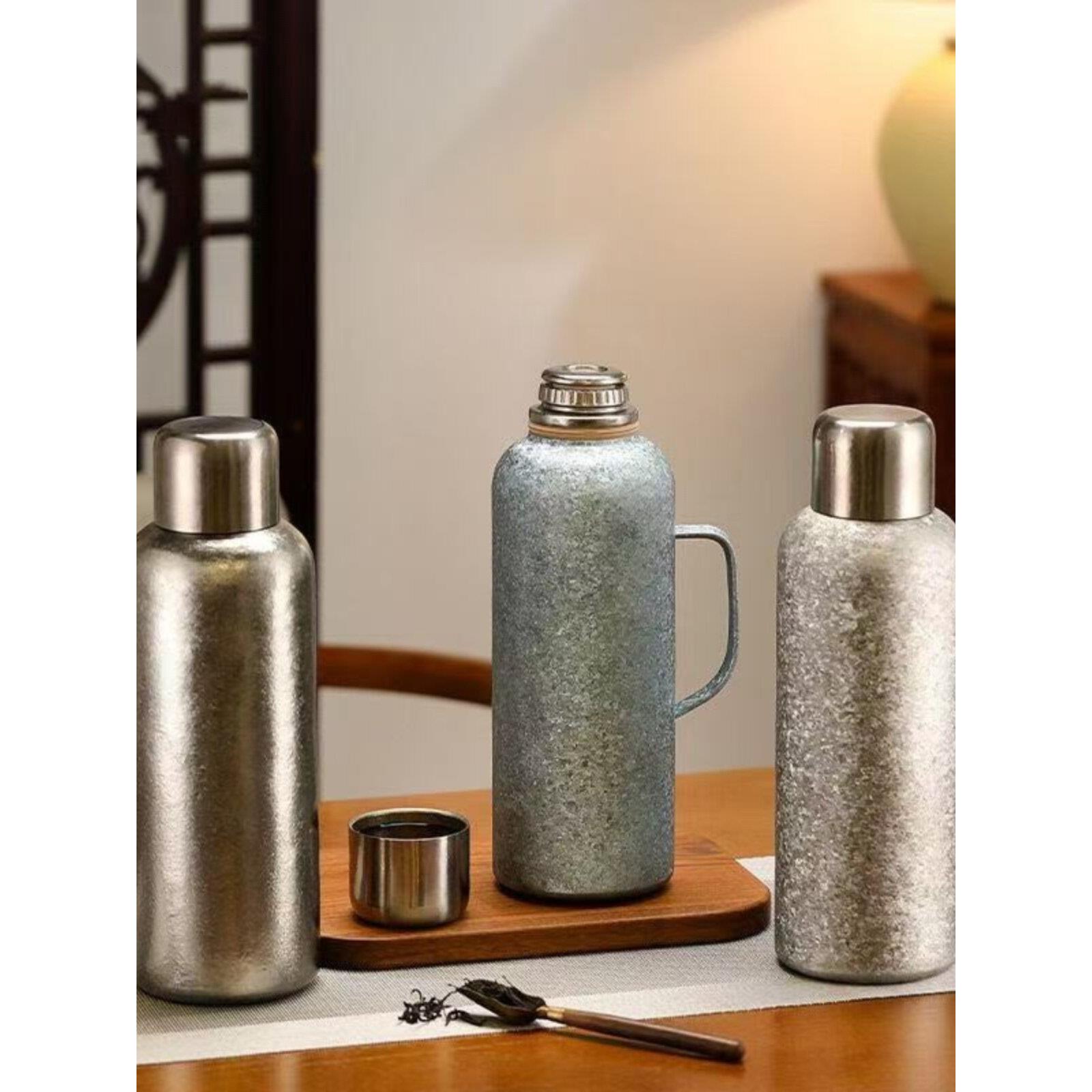 纯钛保温水壶家用水壶新型茶水分离机械温度显示炖茶壶双层真空