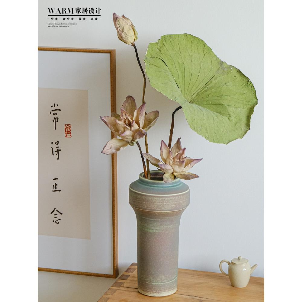 荷花干花花束莲蓬真花摆件客厅摆设花瓶高级感风干荷叶天然新中式