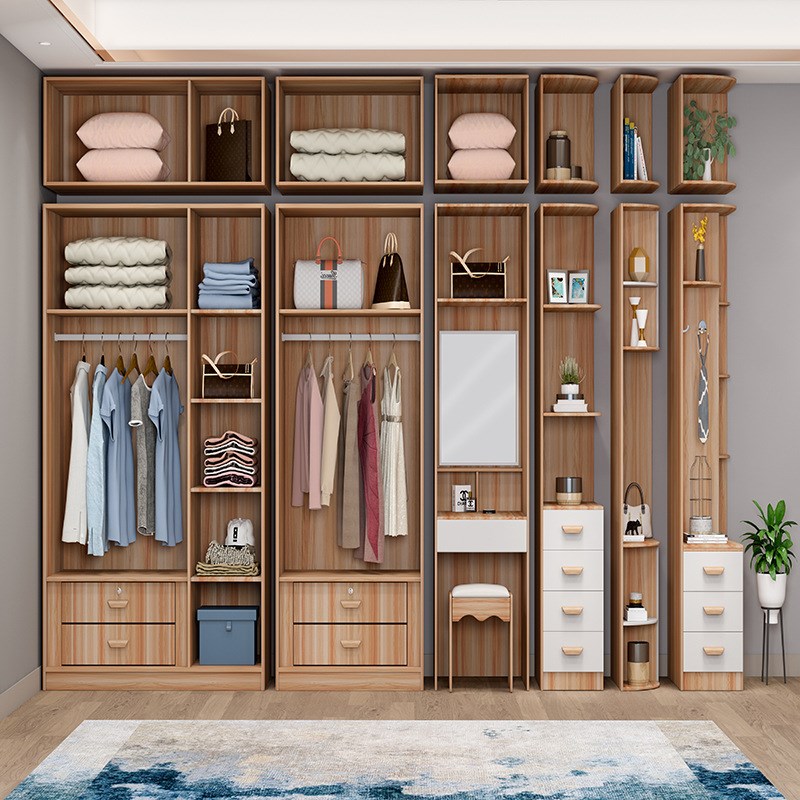 现代简约板式衣柜成品卧室生态板大容量H对开门柜子家用经济型衣