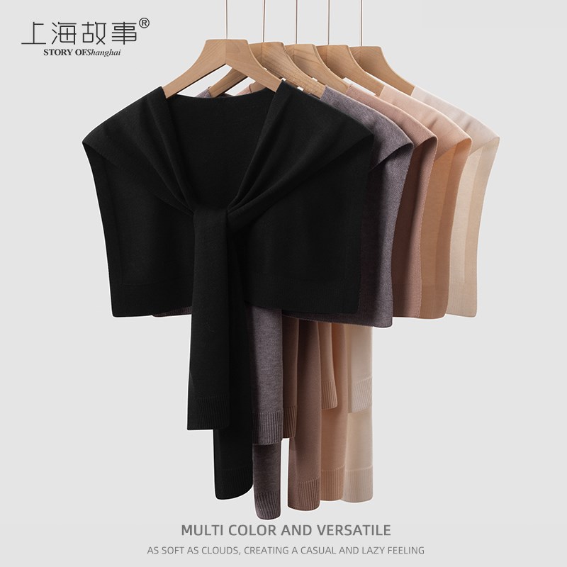 黑色披肩女外f搭新款针织夏季薄款网红办公室空调房斗篷披风坎肩