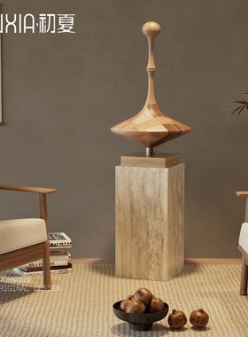 侘寂风艺术雕塑落地摆p件别墅客厅玄关酒店样板房民宿复古软装饰