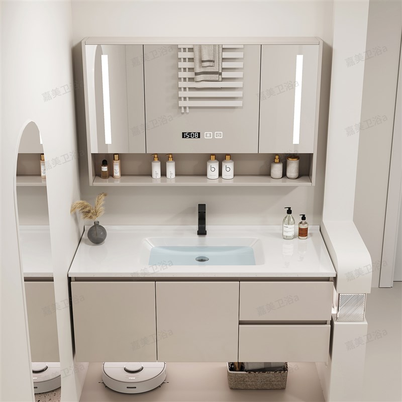 定制智能浴室柜陶瓷一体盆65/75CM85/95公分105/115厘米洗漱台盆