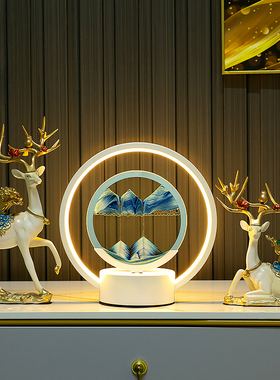 客厅玄关沙漏流沙画鹿摆件电视酒柜办公室家居装饰品乔迁结婚礼物