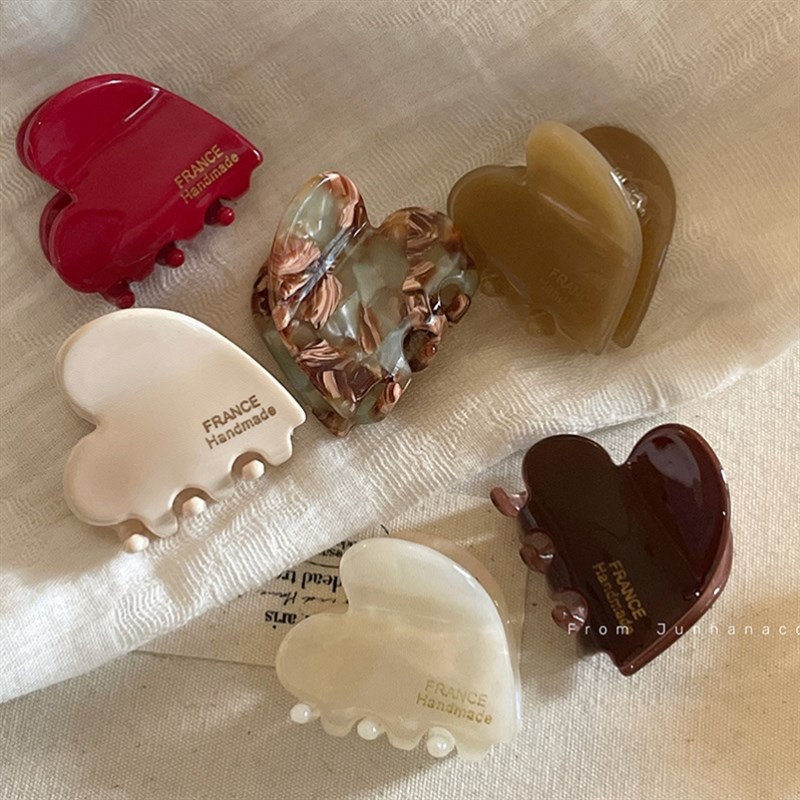 甜醺少女!爱心可爱醋酸发夹!法式晕染抓夹公主头小号碎发刘海夹