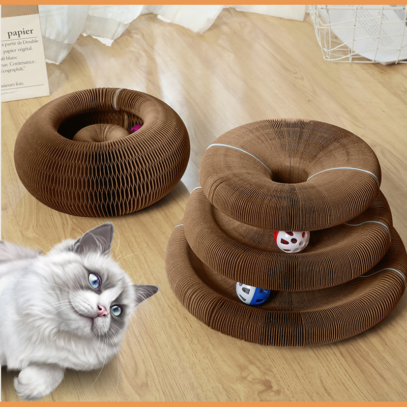 宠物双层猫窝猫抓板窝可折叠猫z床猫玩具猫咪魔术风琴睡Z窝钻洞玩
