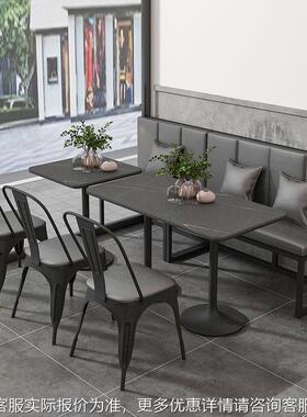 网红奶茶店板桌椅组合约烤店饭店餐20220407桌肉椅商用沙发皮简卡