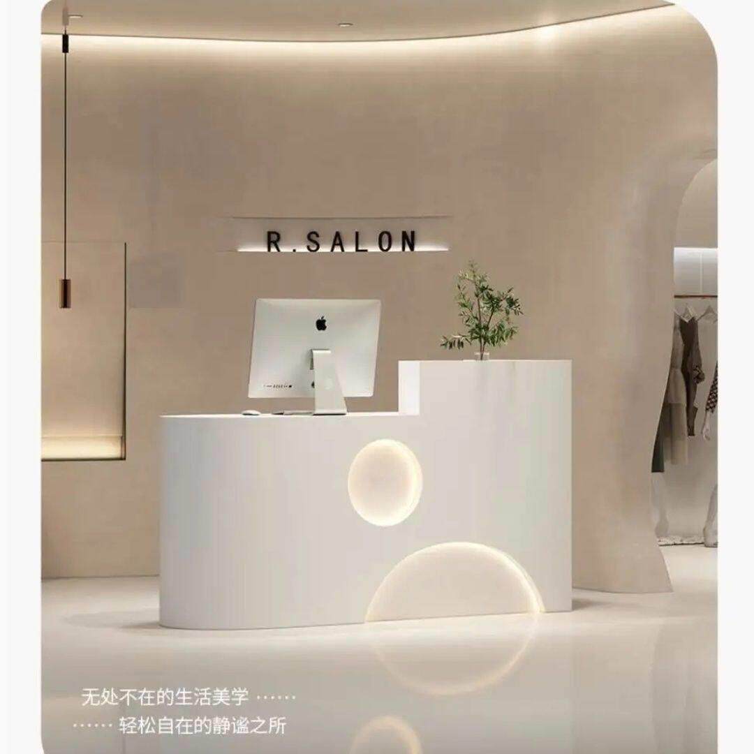 服装店收银柜台柜台店铺小型美容院吧台简约现代烤漆公司前台接待