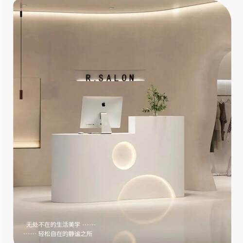 服装店收银柜台柜台店铺小型美容院吧台简约现代烤漆公司前台接待