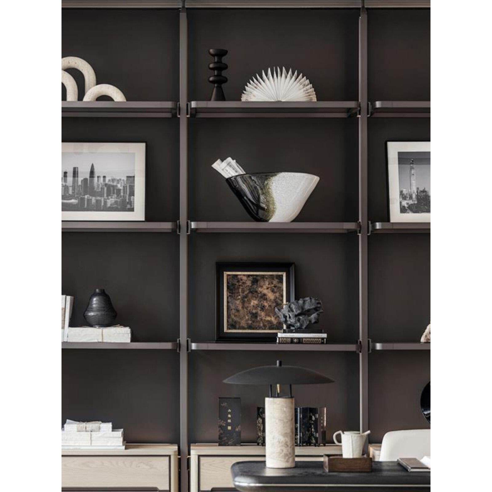 YOUPIN现代轻奢样板间书房柜内饰品摆件层架花器书档唱片展厅软装